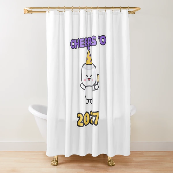 Cheers to 2027 - Party Marshmallow Pip New Year — Shower Curtain by BiMood