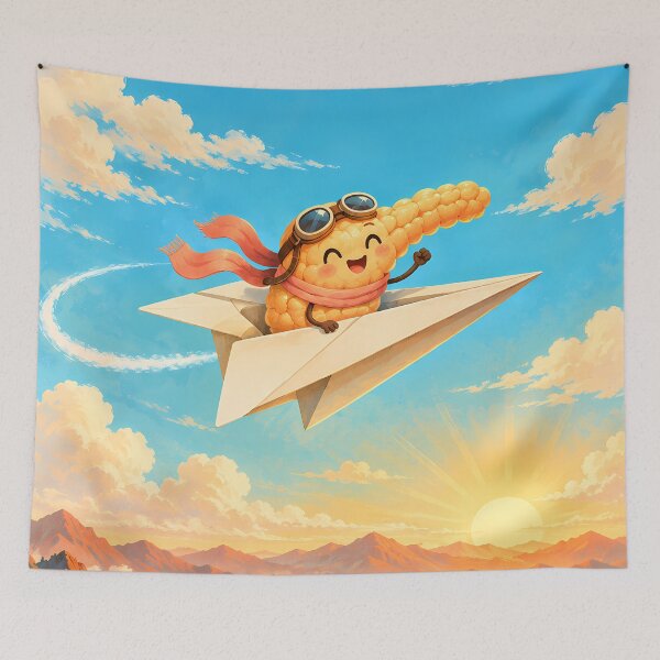 Item preview, Pancreas Pilot in a Paper Airplane – Whimsical Anatomy Art designed and sold by Jaani-T.