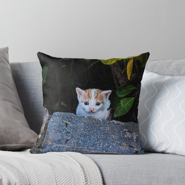 Item preview, Small street cat in Crete – Cute kitten in the bushes designed and sold by Tammigrafie.