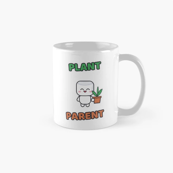 Plant Parent - Cute Marshmallow Pip with a Plant — Classic Mug by BiMood