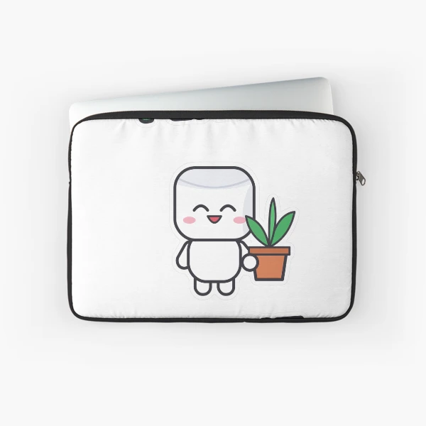 Plant Parent - Cute Marshmallow Pip with a Plant — Laptop Sleeve by BiMood