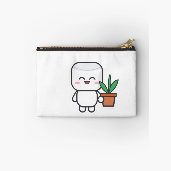 Plant Parent - Cute Marshmallow Pip with a Plant — Zipper Pouch by BiMood