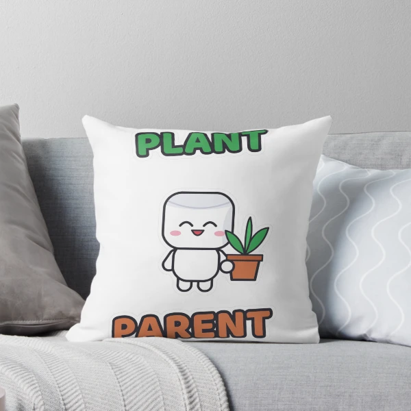Plant Parent - Cute Marshmallow Pip with a Plant — Throw Pillow by BiMood