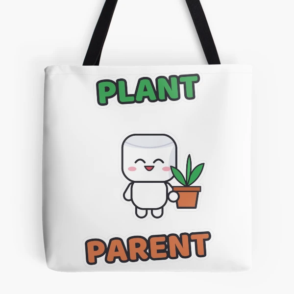 Plant Parent - Cute Marshmallow Pip with a Plant — All Over Print Tote Bag by BiMood