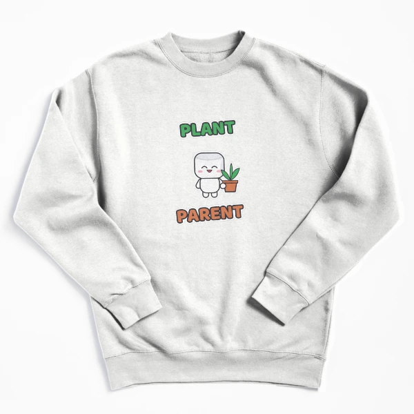 Plant Parent - Cute Marshmallow Pip with a Plant — Pullover Sweatshirt by BiMood