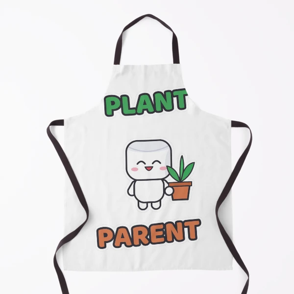 Plant Parent - Cute Marshmallow Pip with a Plant — Apron by BiMood