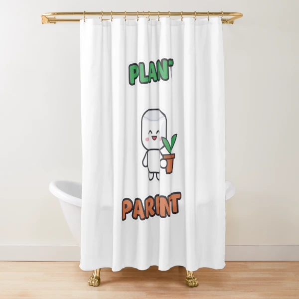 Plant Parent - Cute Marshmallow Pip with a Plant — Shower Curtain by BiMood