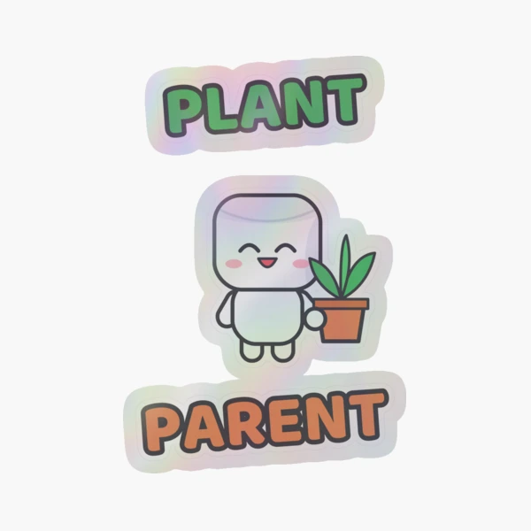 Plant Parent - Cute Marshmallow Pip with a Plant — Sticker by BiMood