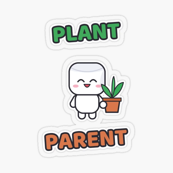 Plant Parent - Cute Marshmallow Pip with a Plant — Sticker by BiMood