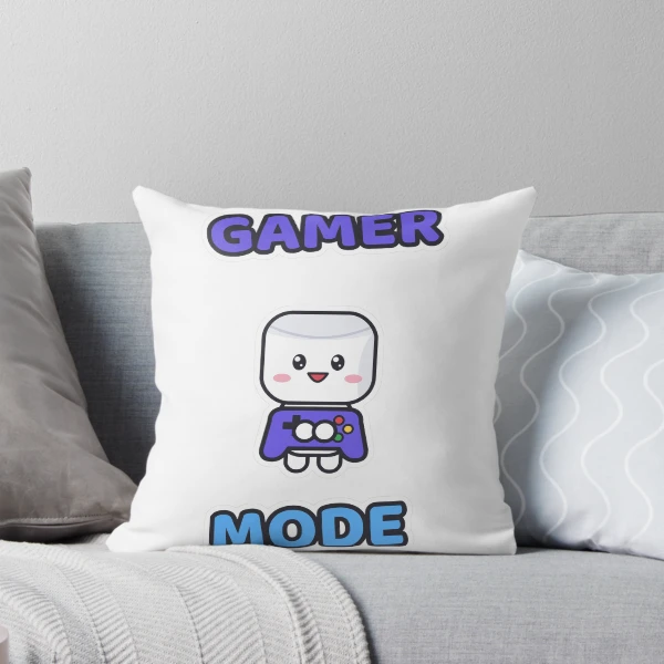 Gamer Mode - Cute Marshmallow Pip with a Controller — Throw Pillow by BiMood