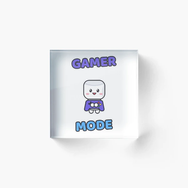 Gamer Mode - Cute Marshmallow Pip with a Controller — Acrylic Block by BiMood
