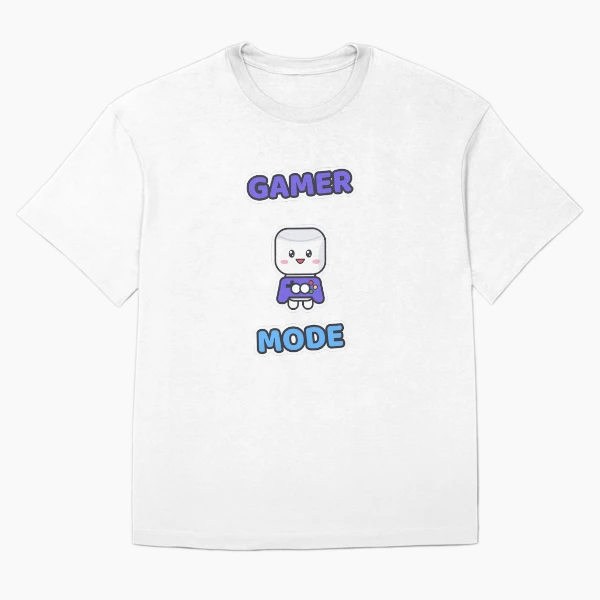 Gamer Mode - Cute Marshmallow Pip with a Controller — Oversized T-Shirt by BiMood