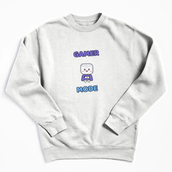 Gamer Mode - Cute Marshmallow Pip with a Controller — Pullover Sweatshirt by BiMood