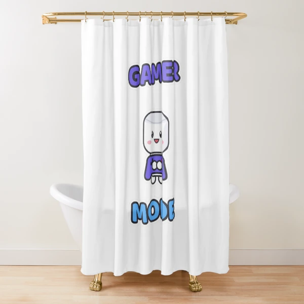 Gamer Mode - Cute Marshmallow Pip with a Controller — Shower Curtain by BiMood