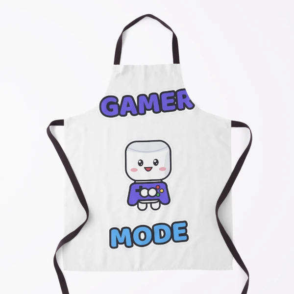 Gamer Mode - Cute Marshmallow Pip with a Controller — Apron by BiMood