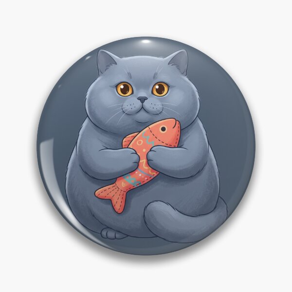 Item preview, Chubby Grey Cat Hugging Plush Fish Toy designed and sold by AIG - Andrei Ilie Graphics.