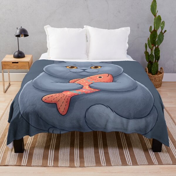 Aperçu de l'œuvre Poisson en peluche avec un chat gris potelé créée et vendue par AIG - Andrei Ilie Graphics.