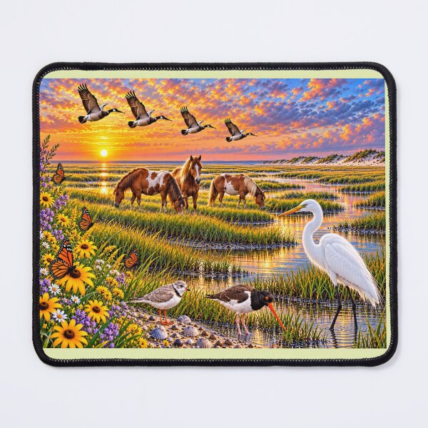 Item preview, Virginia Marsh Sunset — Wild Ponies Birds & Monarchs designed and sold by Penbrook Farms.