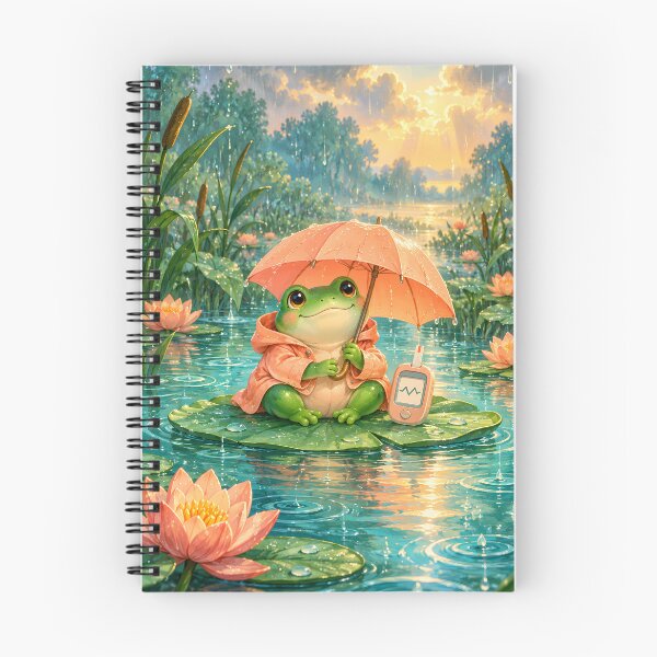 Item preview, Rainy Day Frog and Glucose Meter – Whimsical Diabetes Art designed and sold by Jaani-T.