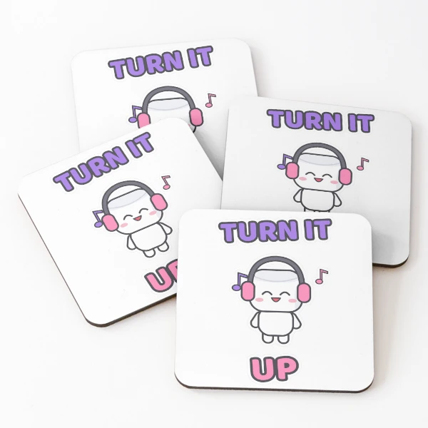 Turn It Up - Music Lover Marshmallow Pip with Headphones — Coasters (Set of 4) by BiMood