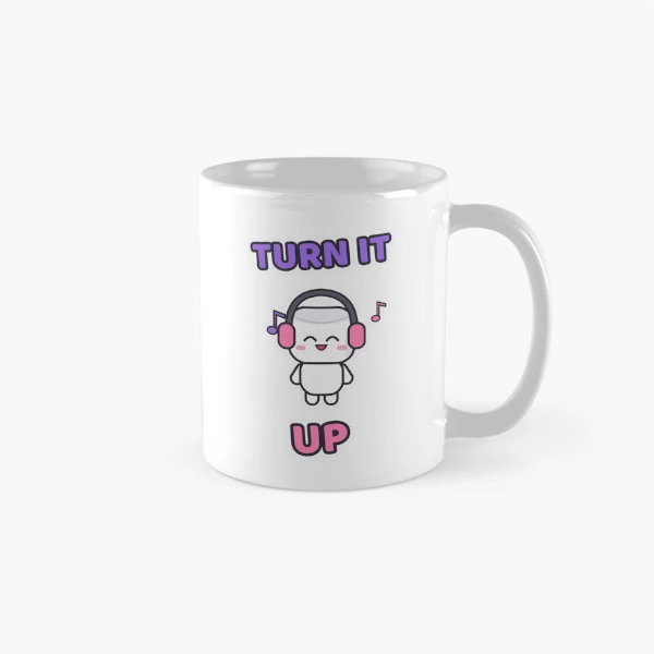 Turn It Up - Music Lover Marshmallow Pip with Headphones — Classic Mug by BiMood