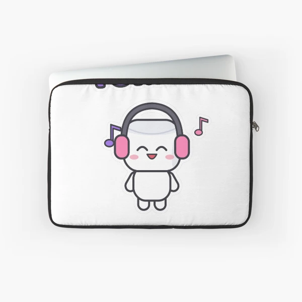 Turn It Up - Music Lover Marshmallow Pip with Headphones — Laptop Sleeve by BiMood