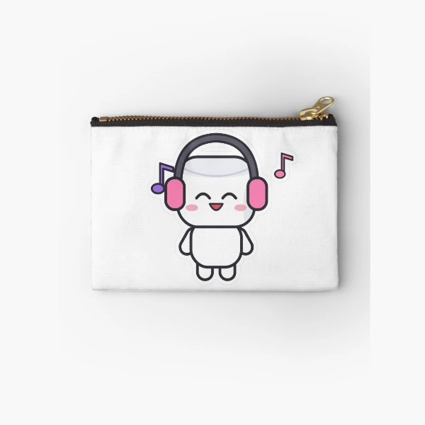 Turn It Up - Music Lover Marshmallow Pip with Headphones — Zipper Pouch by BiMood