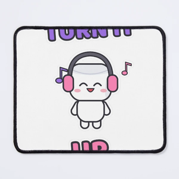 Turn It Up - Music Lover Marshmallow Pip with Headphones — Mouse Pad by BiMood
