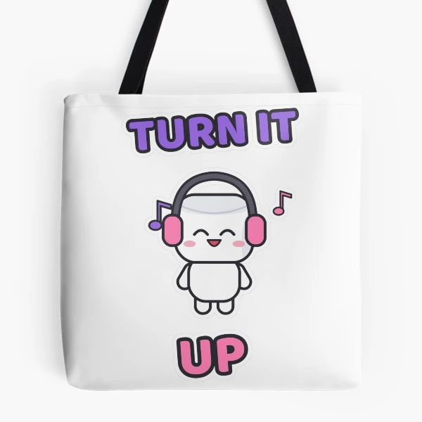 Turn It Up - Music Lover Marshmallow Pip with Headphones — All Over Print Tote Bag by BiMood