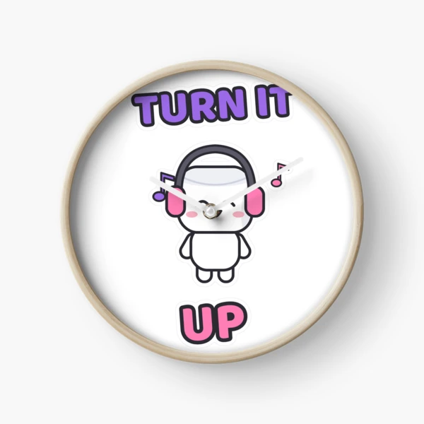 Turn It Up - Music Lover Marshmallow Pip with Headphones — Clock by BiMood