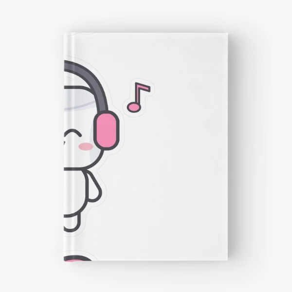 Turn It Up - Music Lover Marshmallow Pip with Headphones — Spiral Notebook by BiMood