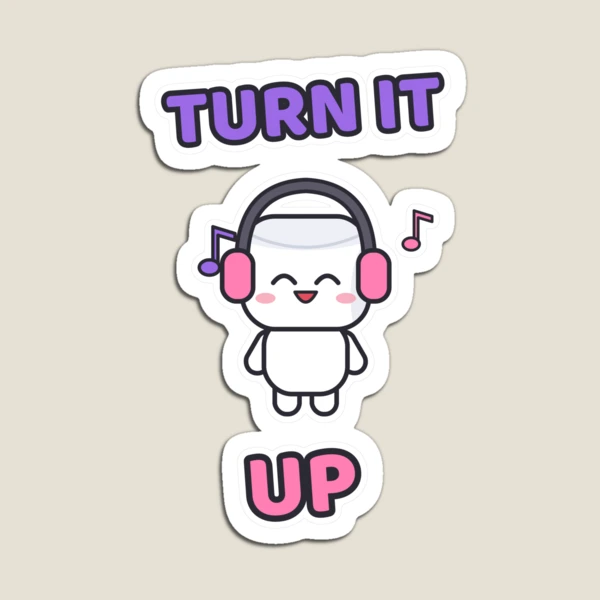 Turn It Up - Music Lover Marshmallow Pip with Headphones — Magnet by BiMood