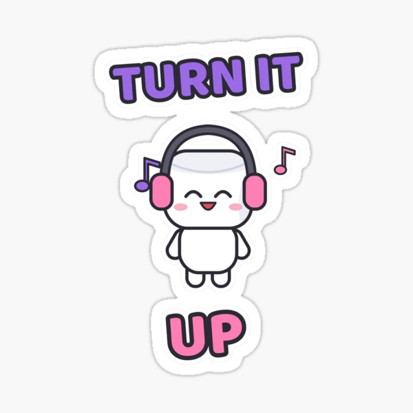 Turn It Up - Music Lover Marshmallow Pip with Headphones — Sticker by BiMood