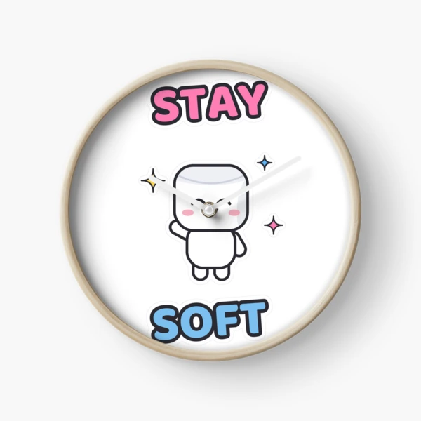 Stay Soft - Cute Happy Marshmallow Pip — Clock by BiMood
