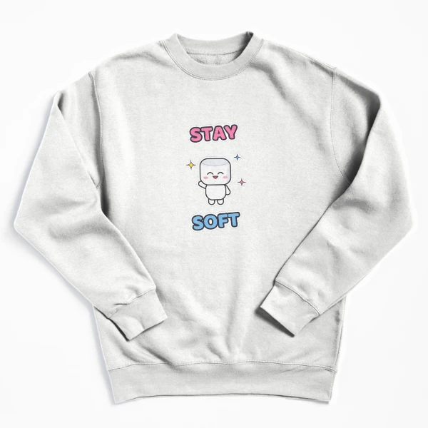 Stay Soft - Cute Happy Marshmallow Pip — Pullover Sweatshirt by BiMood