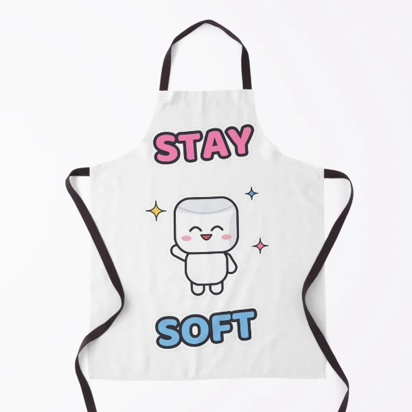 Stay Soft - Cute Happy Marshmallow Pip — Apron by BiMood