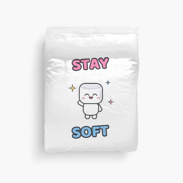 Stay Soft - Cute Happy Marshmallow Pip — Duvet Cover by BiMood