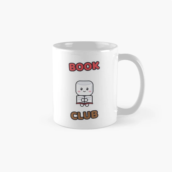 Book Club - Cute Marshmallow Pip Reading a Book — Classic Mug by BiMood