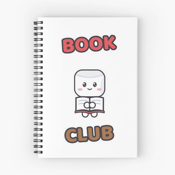 Book Club - Cute Marshmallow Pip Reading a Book — Spiral Notebook by BiMood