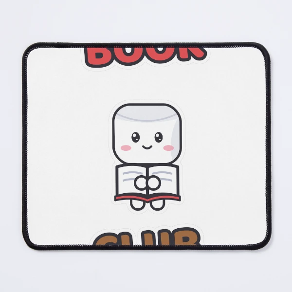 Book Club - Cute Marshmallow Pip Reading a Book — Mouse Pad by BiMood