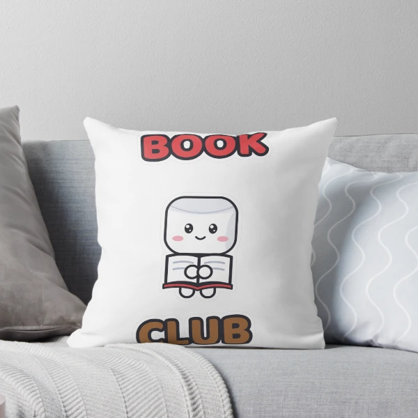 Book Club - Cute Marshmallow Pip Reading a Book — Throw Pillow by BiMood