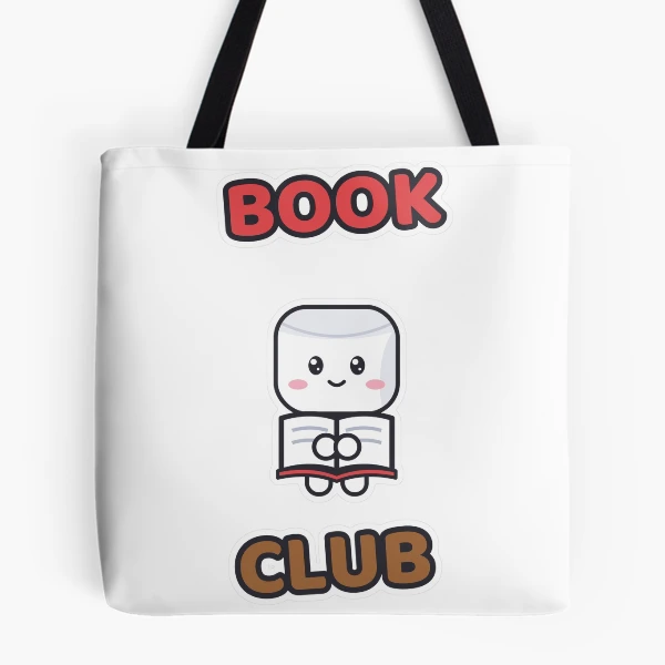 Book Club - Cute Marshmallow Pip Reading a Book — All Over Print Tote Bag by BiMood