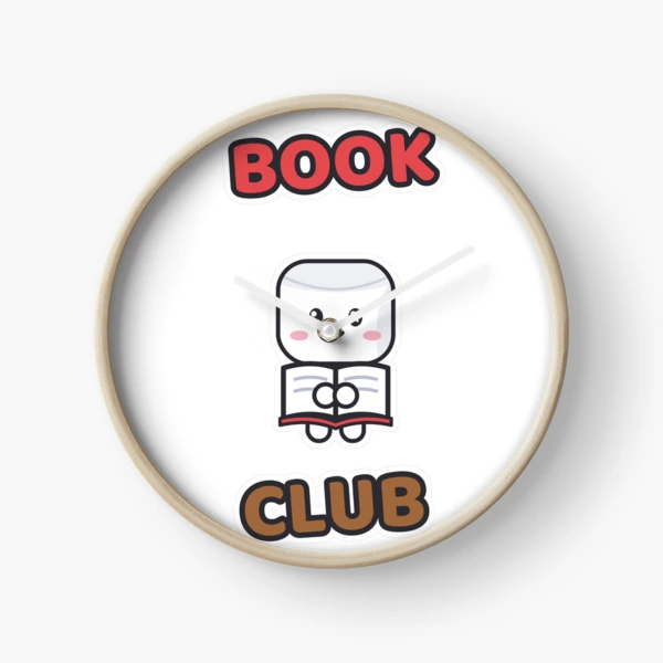 Book Club - Cute Marshmallow Pip Reading a Book — Clock by BiMood