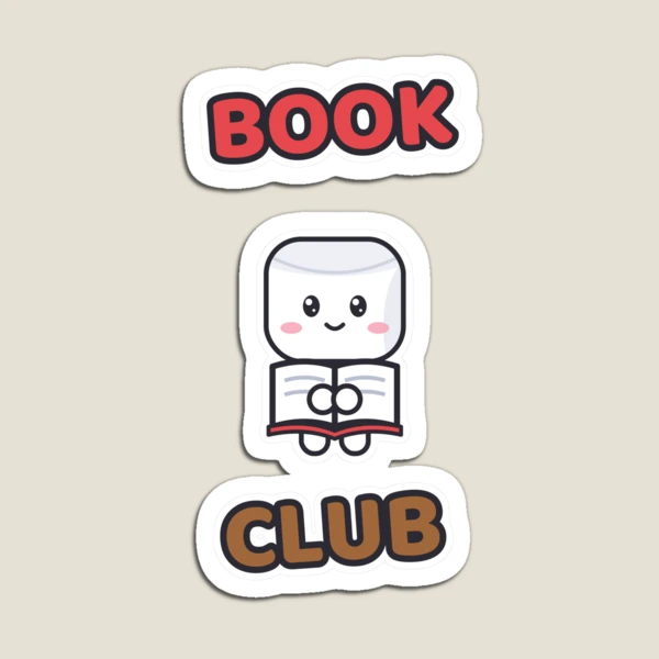Book Club - Cute Marshmallow Pip Reading a Book — Magnet by BiMood
