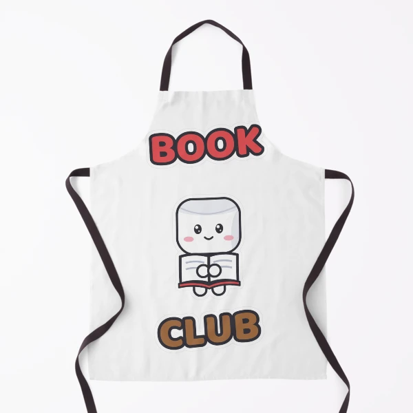 Book Club - Cute Marshmallow Pip Reading a Book — Apron by BiMood