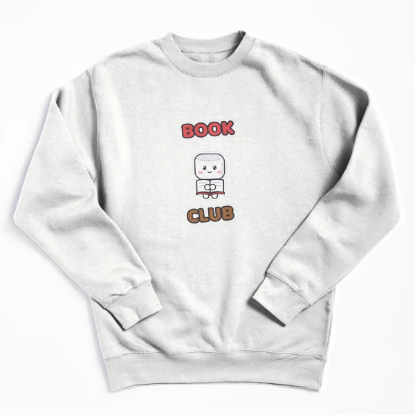 Book Club - Cute Marshmallow Pip Reading a Book — Pullover Sweatshirt by BiMood