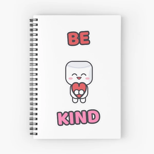 Be Kind - Cute Marshmallow Pip Holding a Heart — Spiral Notebook by BiMood