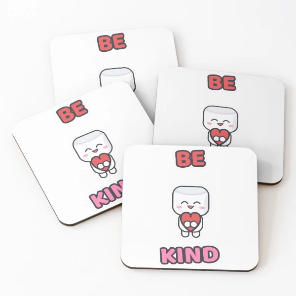 Be Kind - Cute Marshmallow Pip Holding a Heart — Coasters (Set of 4) by BiMood