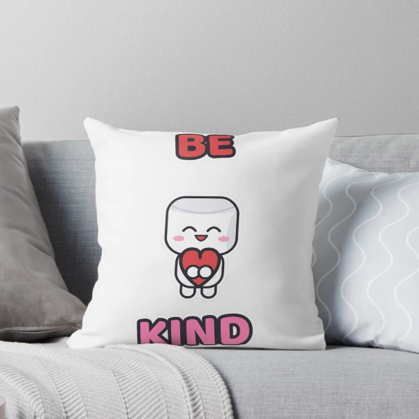 Be Kind - Cute Marshmallow Pip Holding a Heart — Throw Pillow by BiMood