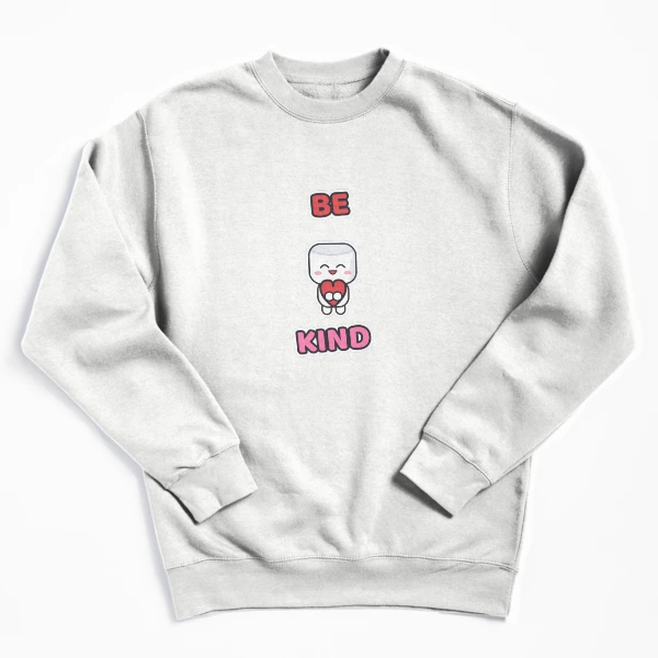Be Kind - Cute Marshmallow Pip Holding a Heart — Pullover Sweatshirt by BiMood